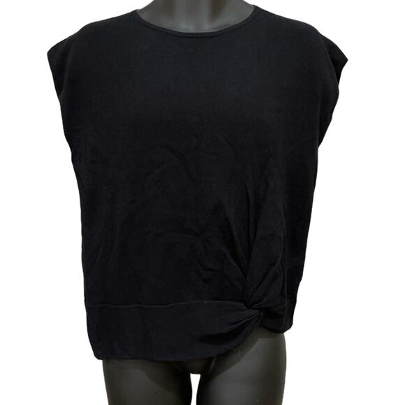 Halogen Top Small Blue Round Neck Cap Short Sleeve 100% Cotton Minimalist Casual - Picture 1 of 5